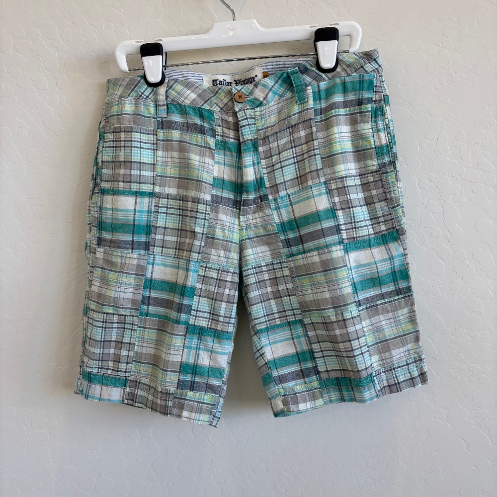 Tailor Vintage Patchwork Madras Man’s Shorts, Size 34, cotton, preppy
